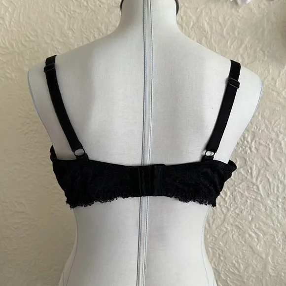 Victoria’s Secret Dream Angels Lined Demi 38DDD Black Lace Bra - Picture 5 of 11